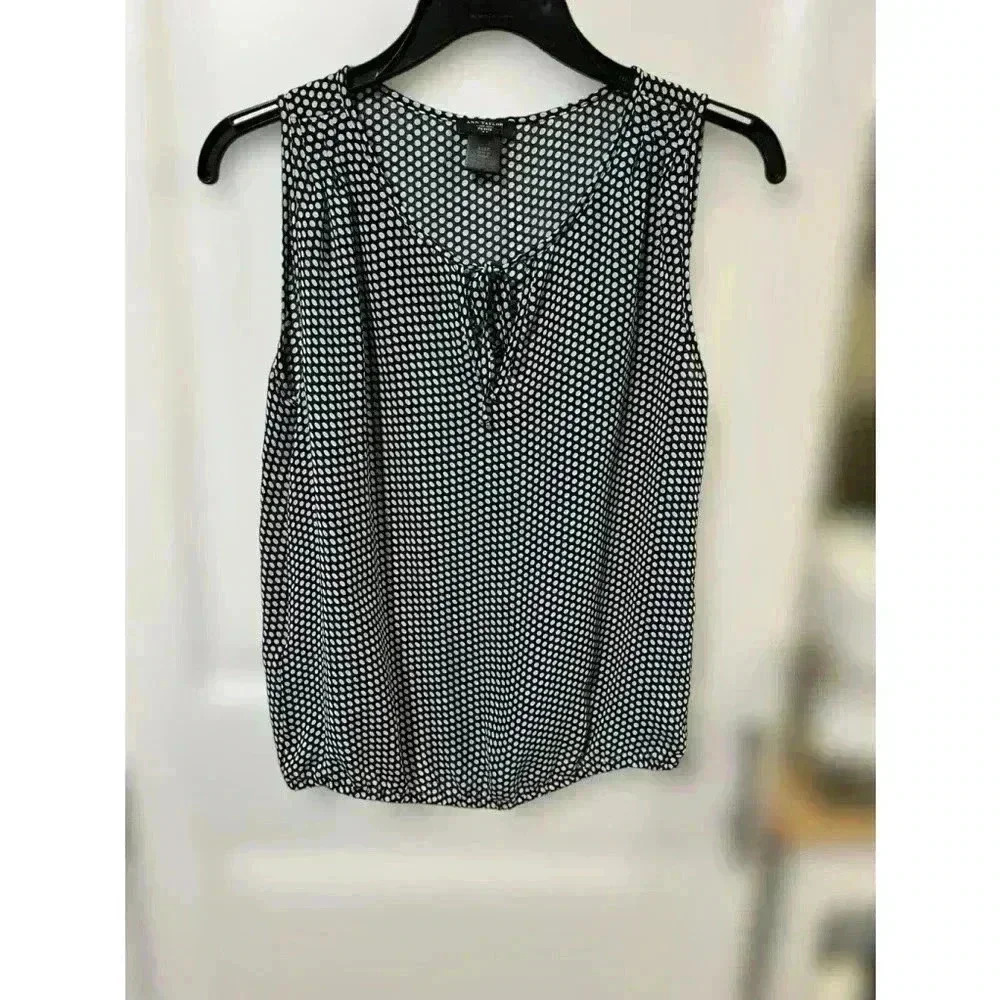 Ann Taylor Loft Top Black Abstract Sleeveless Blouse, Size XXS Petite‎